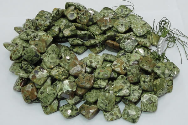 CRH75 15.5 inches 20*20mm faceted rhombic rhyolite beads wholesale