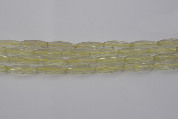 CRI03 15.5 inches 10*30mm faceted rice lemon quartz beads wholesale