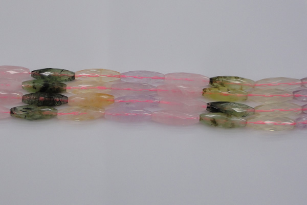 CRI08 15.5 inches 10*30mm faceted rice mixed quartz beads