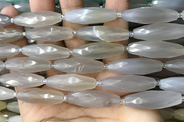 CRI136 15.5 inches 10*30mm faceted rice moonstone gemstone beads