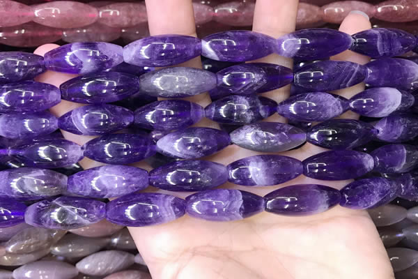 CRI302 15.5 inches 10*25mm rice dogtooth amethyst beads wholesale