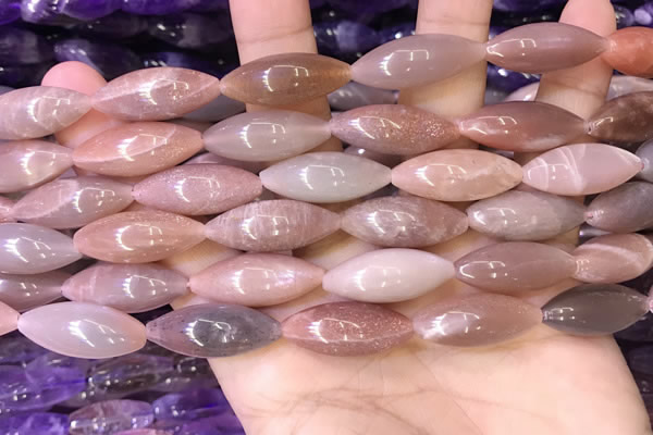CRI304 15.5 inches 10*25mm rice moonstone beads wholesale