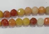 CRJ402 15.5 inches 8mm faceted round red & yellow jade beads