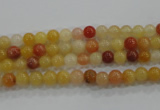 CRJ410 15.5 inches 4mm round red & yellow jade beads wholesale