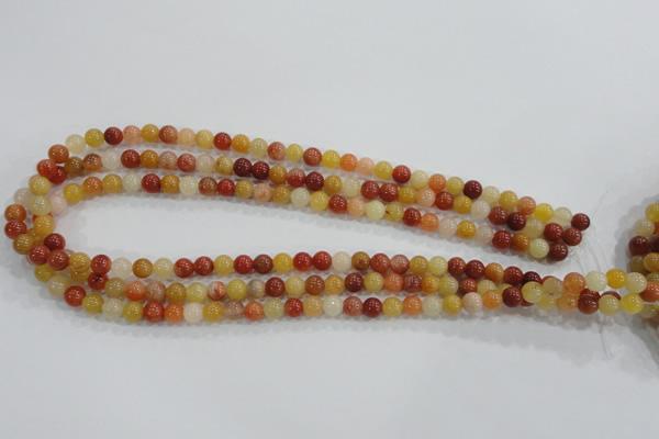 CRJ412 15.5 inches 6mm round red & yellow jade beads wholesale