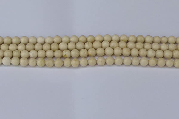 CRJ601 15.5 inches 6mm round white fossil jasper beads wholesale