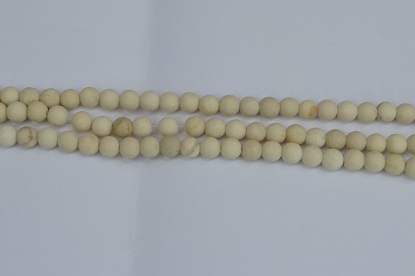 CRJ611 15.5 inches 6mm round matte white fossil jasper beads