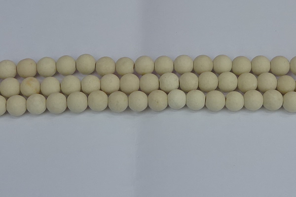 CRJ612 15.5 inches 8mm round matte white fossil jasper beads