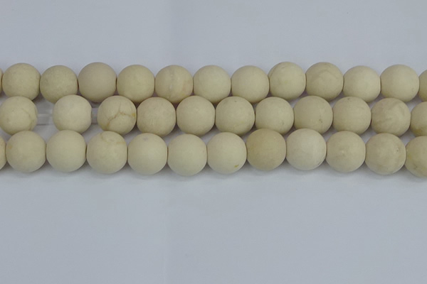 CRJ615 15.5 inches 14mm round matte white fossil jasper beads