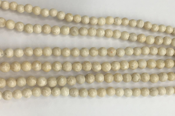 CRJ620 15.5 inches 4mmm round white fossil jasper beads wholesale