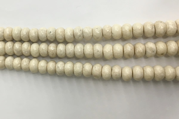 CRJ633 15.5 inches 5*8mm rondelle white fossil jasper beads wholeasle