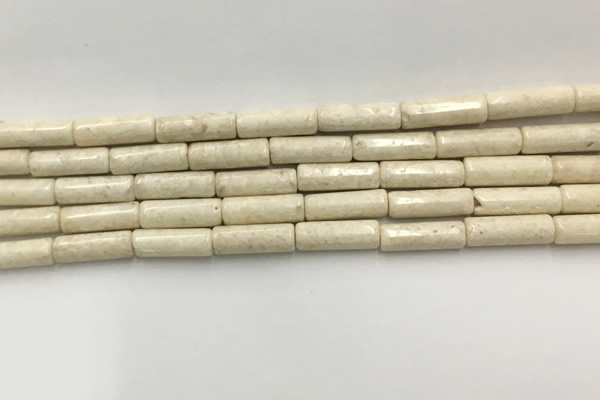 CRJ634 15.5 inches 4*13mm tube white fossil jasper beads wholeasle