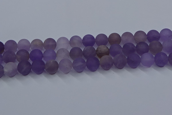 CRO1015 15.5 inches 14mm round matte amethyst gemstone beads
