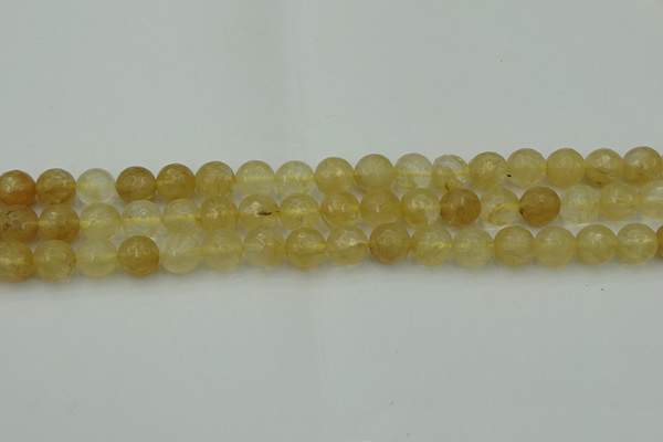 CRO1033 15.5 inches 10mm faceted round yellow watermelon quartz beads