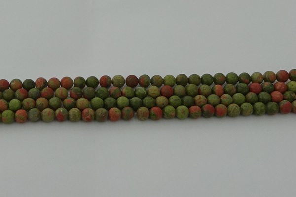 CRO1061 15.5 inches 6mm round matte unakite beads wholesale