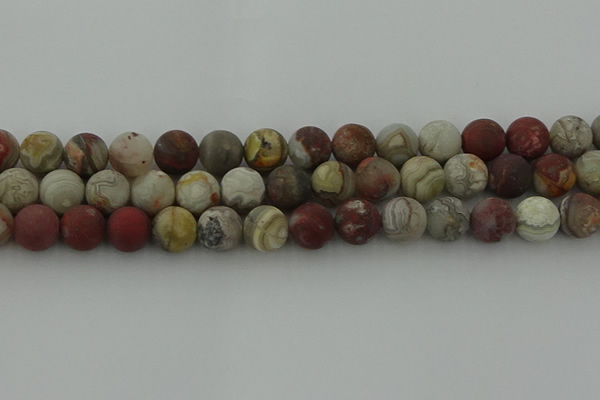 CRO1094 15.5 inches 12mm round matte laguna lace agate beads