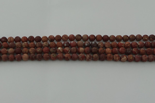 CRO1101 15.5 inches 6mm round matte pomegranate jasper beads