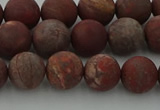 CRO1102 15.5 inches 8mm round matte pomegranate jasper beads