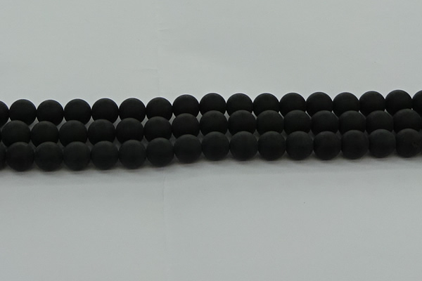 CRO1133 15.5 inches 10mm round matte black agate gemstone beads
