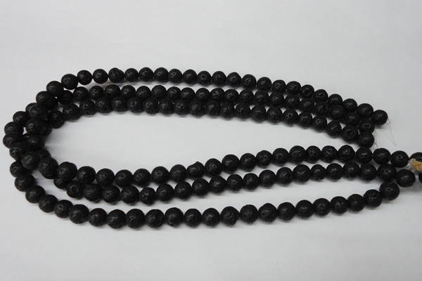 CRO118 15.5 inches 8mm round black lava beads wholesale