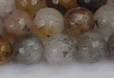 CRO1199 15.5 inches 12mm faceted round mixed lodalite quartz beads