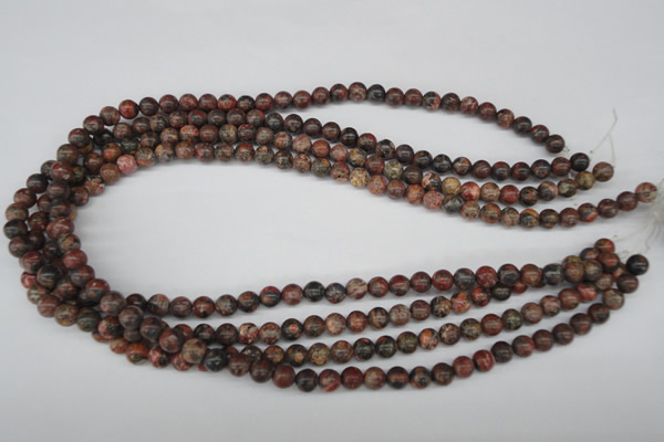 CRO14 15.5 inches 6mm round red leopard skin jasper beads wholesale