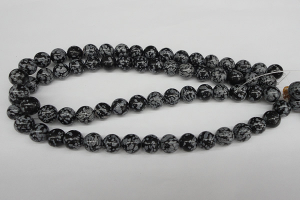 CRO284 15.5 inches 12mm round snowflake obsidian beads wholesale