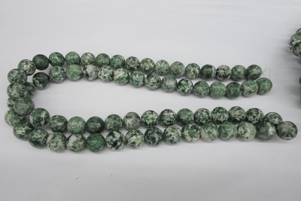CRO348 15.5 inches 12mm round green spot gemstone beads wholesale