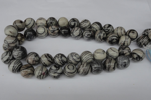 CRO408 15.5 inches 14mm round black water jasper beads wholesale