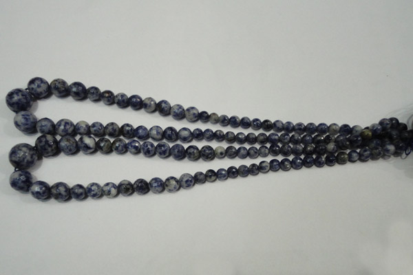 CRO733 15.5 inches 6mm – 14mm faceted round blue spot stone beads