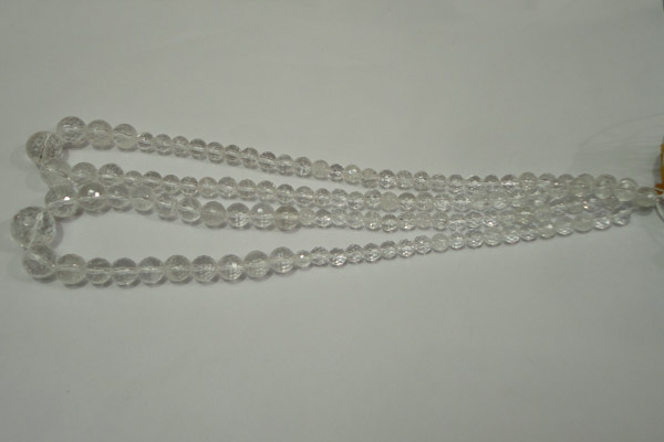 CRO741 15.5 inches 6mm – 14mm faceted round white crystal beads