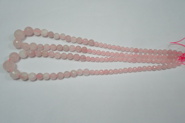CRO742 15.5 inches 6mm – 14mm faceted round rose quartz beads