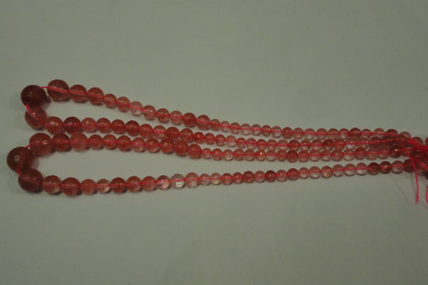CRO745 15.5 inches 6mm – 14mm faceted round cherry quartz beads