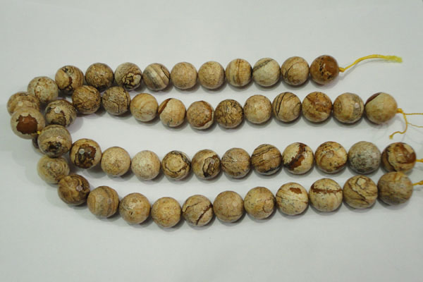 CRO766 15.5 inches 16mm faceted round picture jasper beads wholesale