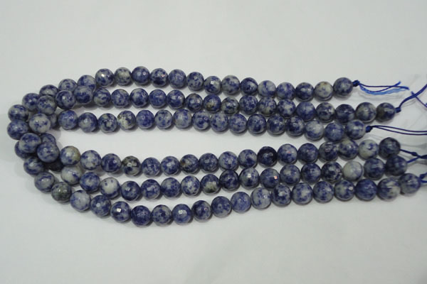 CRO773 15.5 inches 10mm faceted round blue spot stone beads wholesale