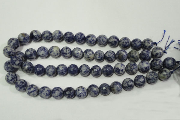CRO775 15.5 inches 14mm faceted round blue spot stone beads wholesale