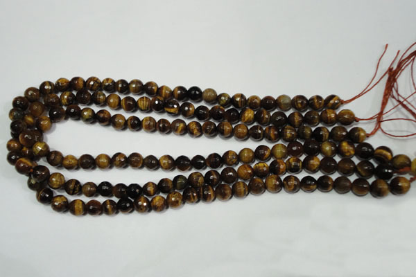 CRO782 15.5 inches 8mm faceted round yellow tiger eye beads wholesale