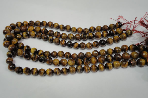 CRO783 15.5 inches 10mm faceted round yellow tiger eye beads wholesale
