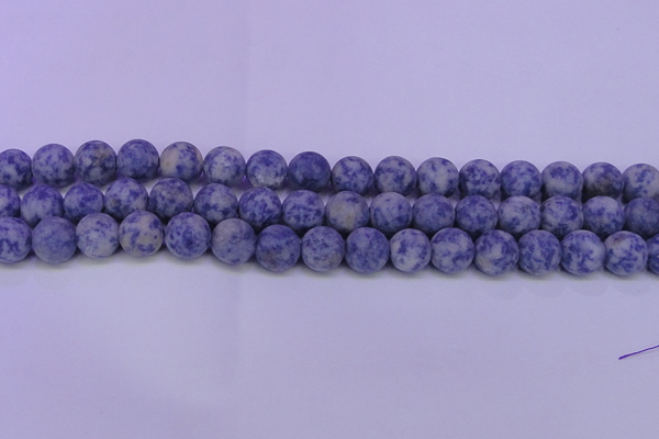 CRO854 15.5 inches 12mm round matte blue spot beads