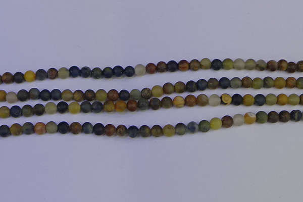 CRO910 15.5 inches 4mm round matte golden pietersite beads