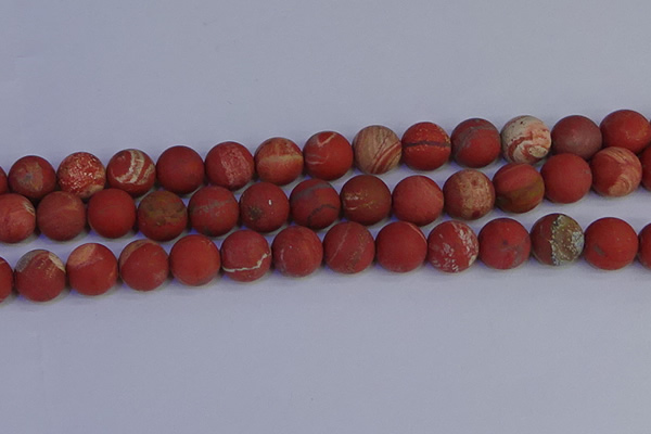 CRO935 15.5 inches 14mm round matte red jasper beads wholesale