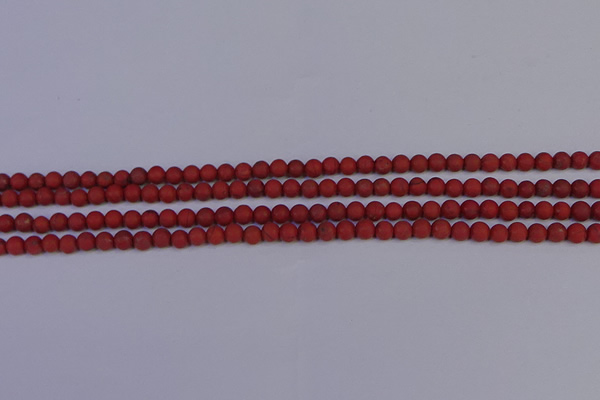 CRO940 15.5 inches 4mm round matte red jasper beads wholesale