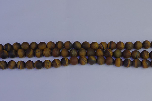 CRO963 15.5 inches 10mm round matte yellow tiger eye beads wholesale