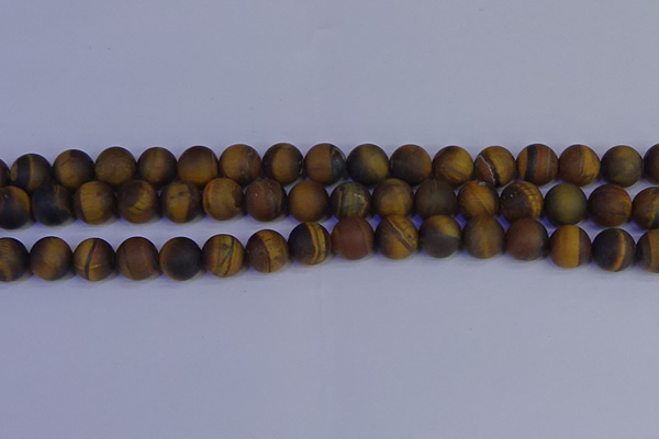 CRO964 15.5 inches 12mm round matte yellow tiger eye beads wholesale