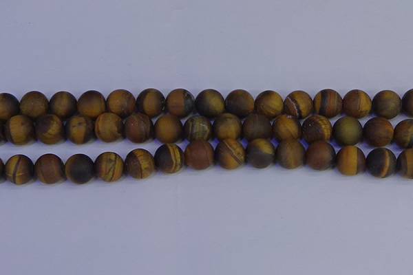 CRO965 15.5 inches 14mm round matte yellow tiger eye beads wholesale