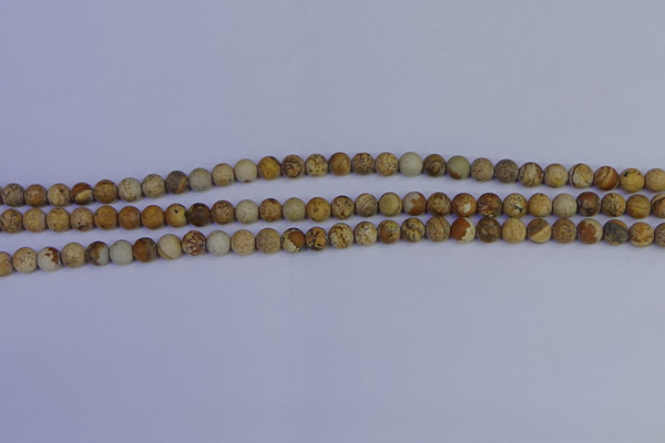 CRO970 15.5 inches 4mm round matte picture jasper beads wholesale