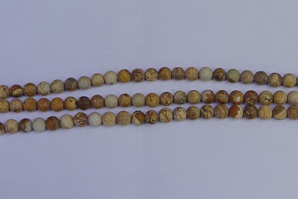 CRO971 15.5 inches 6mm round matte picture jasper beads wholesale