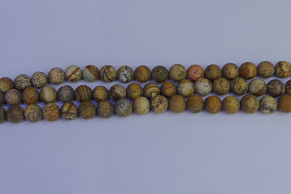 CRO972 15.5 inches 8mm round matte picture jasper beads wholesale