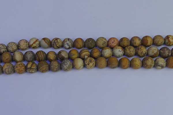CRO973 15.5 inches 10mm round matte picture jasper beads wholesale