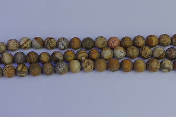 CRO974 15.5 inches 12mm round matte picture jasper beads wholesale